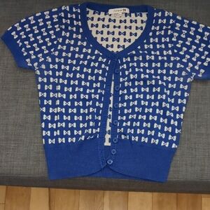 Forever 21 Blue Bow Pattern Cardigan